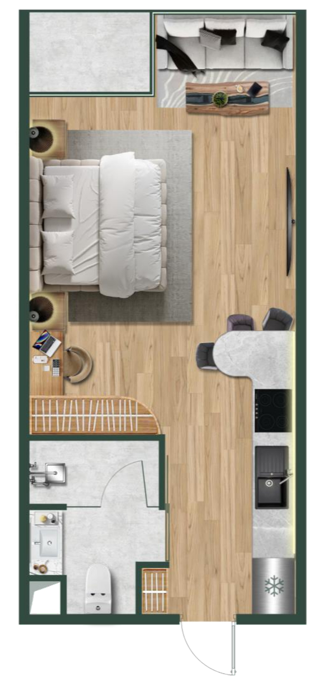Studio concept plan from the supplied Atrium album